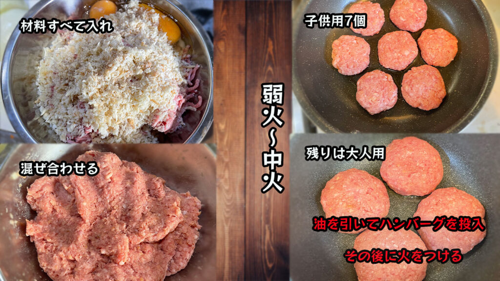 取り分けハンバーグの作り方・手順